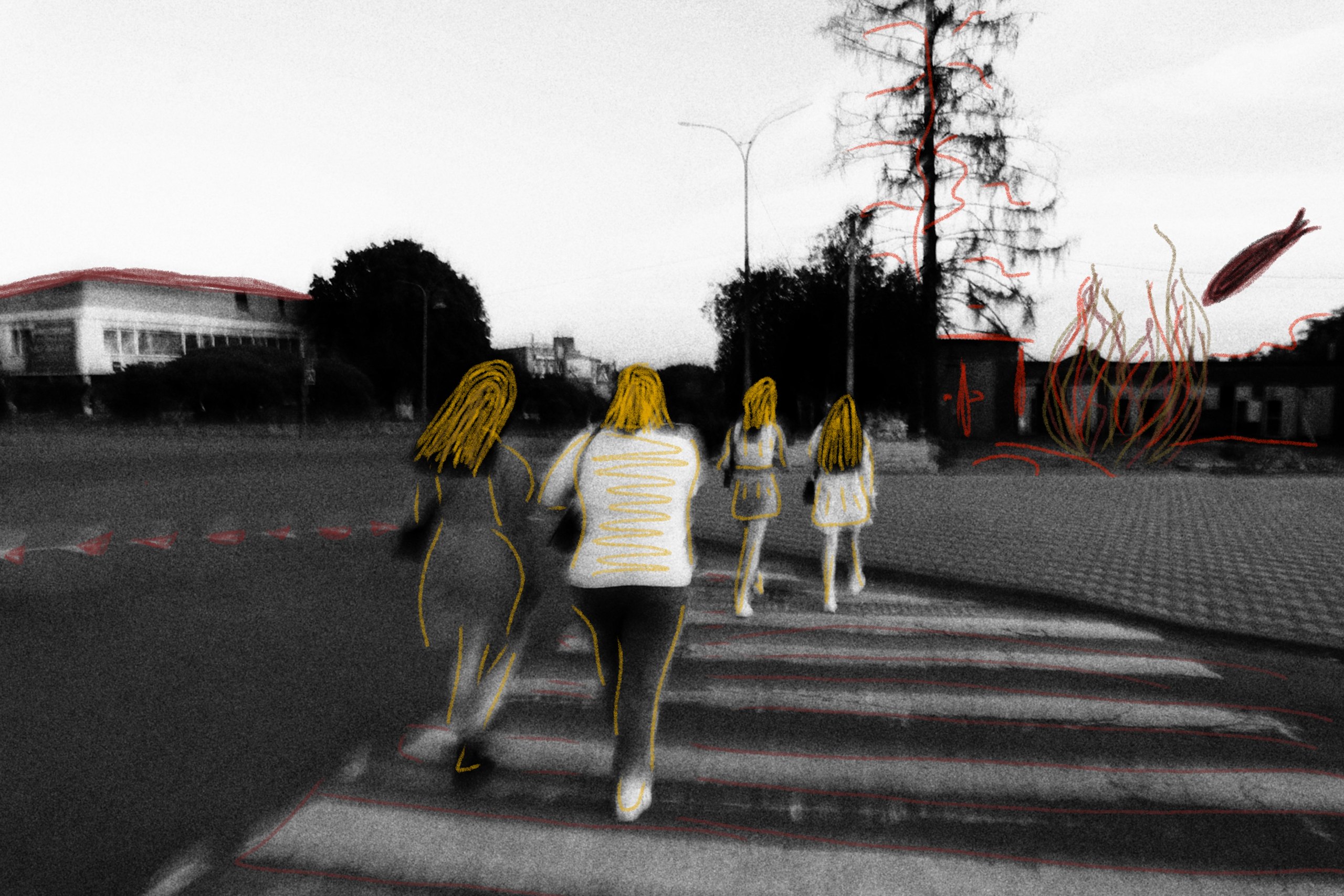 People crossing a road