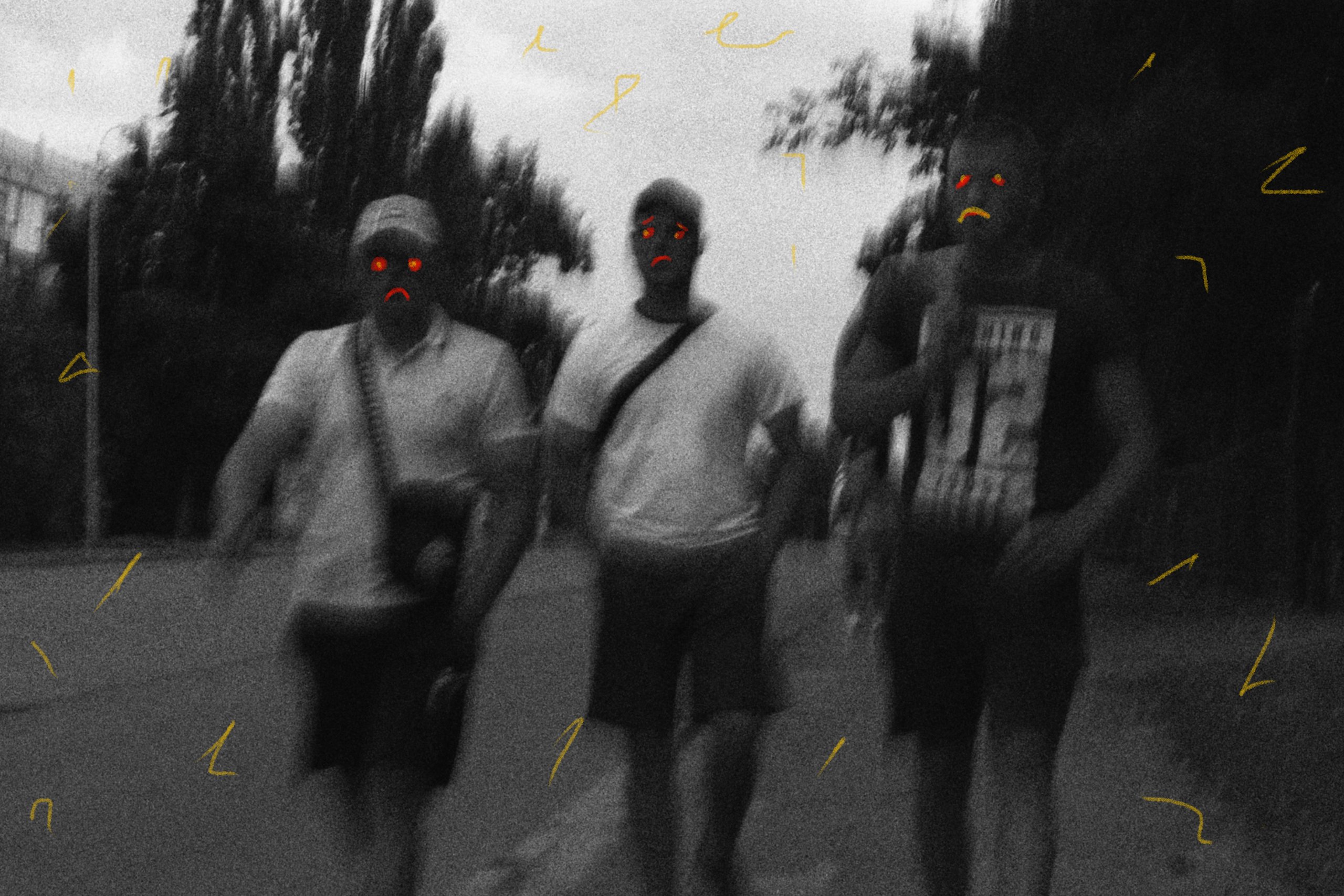 A group walking along a street